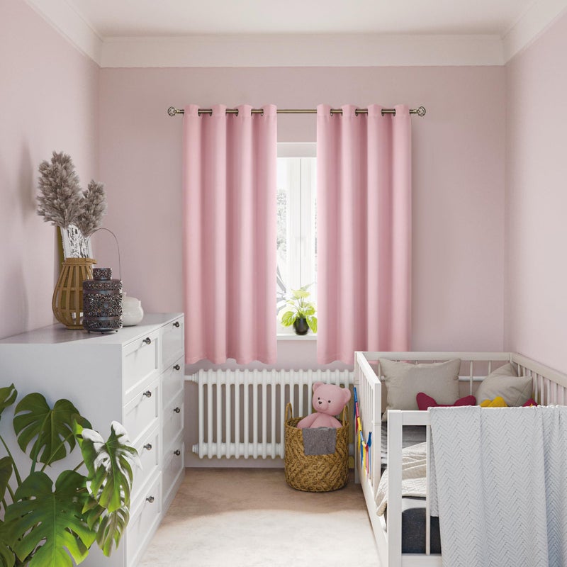 BGment Baby Pink 100% Blackout Curtains for Nursery Bedroom 63 Inch Length 2 Panels, Thermal Insulated Full Light Blocking Grommet Noise Cancelling Window Curtains for Girls Room, 52 Inch Wide Each - Image 2